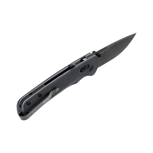 SOG Flash AT Daily Carry Ambidextrous Straight Pocket Folding Knives, Ergonomic Handle & Deep-Carry Clip, D2 Steel Blade