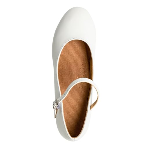 Women’s Character Dance Shoes Ankle Strap Heels 1.55 Inch - White 7 - Ballroom Salsa Tango