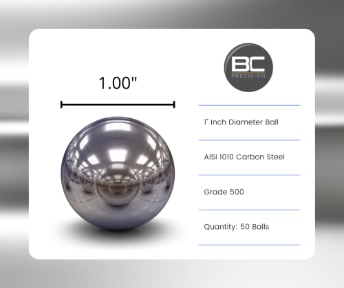 BC Precision 1” Inch Steel Ball Bearings – (50 Pack) Monkey Fist Cores for Tactical Paracord Projects, Self-Defense, EDC, and DIY Crafting