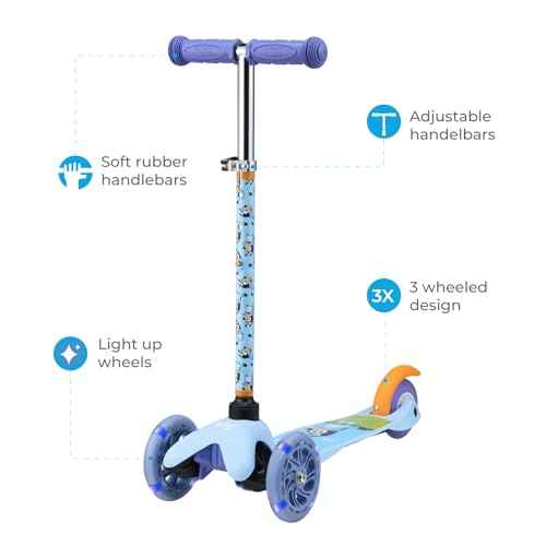 Self Balancing Kick Scooter with Light Up Wheels, Extra Wide Deck, 3 Wheel Platform, Foot Activated Brake, 75 lbs Limit, Kids & Toddlers Girls or Boys, for Ages 3 and Up