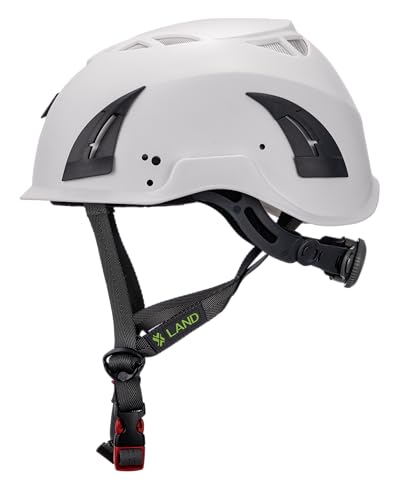 Climbing Helmet EN 12492 Vented Lightweight Safety Helmet with Adjustable Chin Strap - White