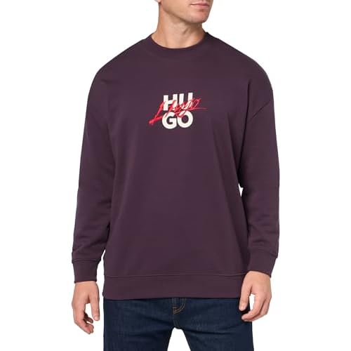 HUGO mens Script Stack Logo Crewneck Sweatshirt