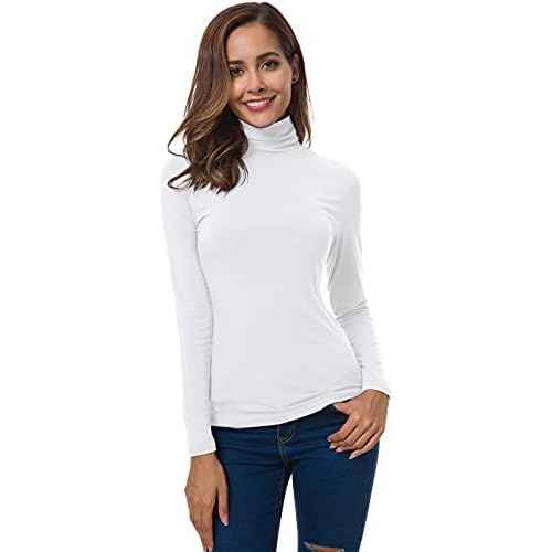Women Long Sleeve Turtleneck Slim Fitted Based Layer Lightweight Active Shirt Pullover Tops