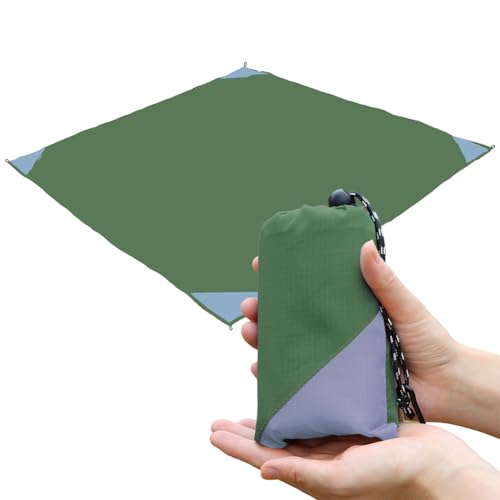 Army Green & Grey Compact Picnic Blanket 55x60 Inch Lightweight Tarp for Camping & Outdoor Use