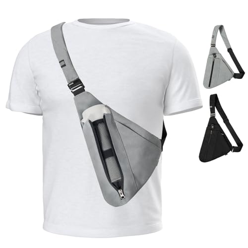 Sling Bag for Men,RFID Crossbody Hiking Backpack Chest Shoulder Tactical Bag with Water Bottle Bag for Travel