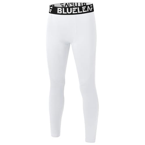 Blueleaf Boy's Compression Leggings Youth Athletic Tights Basketball Baseball Football Pants Quick Dry Sports Base Layer