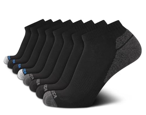 Nautica Mens Quarter Socks Cushioned Moisture Wicking Athletic Socks 6 Pack - All Black 12.5 Size