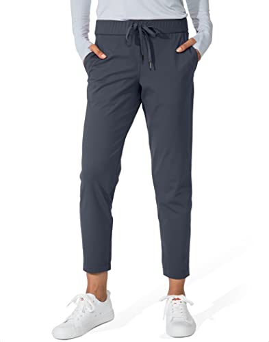 Women's 7/8 Stretch Ankle Sweatpants with Deep Pockets - Medium Dark Grey