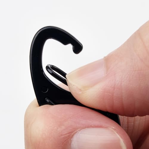 Black Double Sided Mini Carabiner Clips - 20 Pack Lightweight Aluminum Keychain Hooks