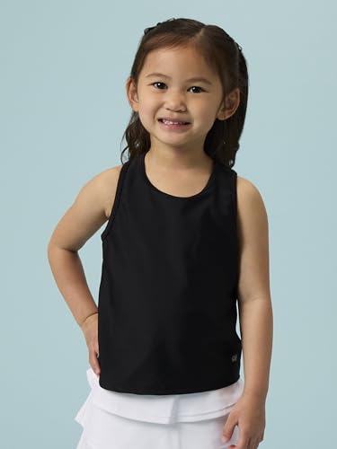Girls RuffleButts UPF 50+ Athletic Stretch Tank Top - 5T Black