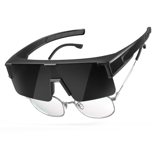 Polarized Fit Over Sunglasses for Glasses Men Black Grey UV400 Protection Sports