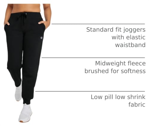 Champion Women's Powerblend Joggers - Medium / Original Black - Oversized Fit, Midweight Fleece