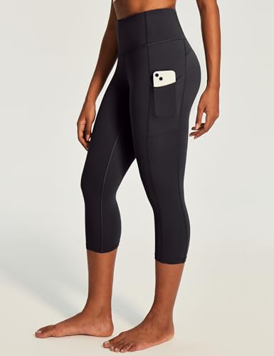 High Waisted Capris with Pockets for Women Small Black Yoga Pants