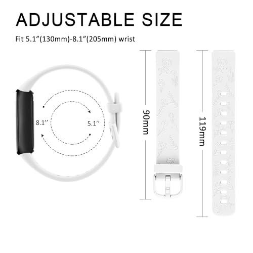 Silicone Floral Engraved Fitbit Inspire 3 Replacement Wristband for Women Men