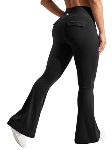MaaGcc Flare Leggings for Women - Bootcut Workout Yoga Pants with Pockets - Medium / Black