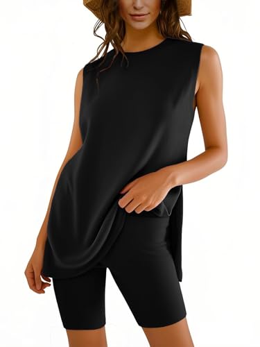Women’s Two Piece Short Lounge Set - Medium Black Summer Outfit
