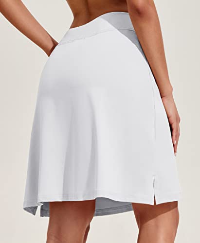 Women's 20-Inch High-Waisted Golf Skorts with Pockets - Large White