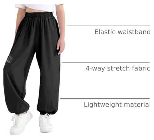 Girls Lightweight Baggy Joggers Pants - 5-6 Years Black Variation