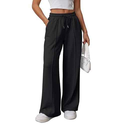 ATHMILE Womens Wide Leg Sweatpants High Waisted Baggy Pants Fashion Teen Girl Drawstring Athletic Joggers