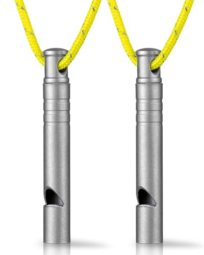 Titanium Emergency Whistle 120dB with Lanyard - Gray 2PCS