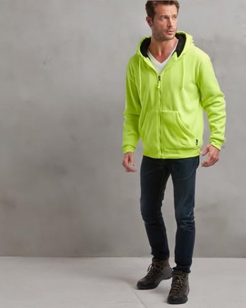 Bass Creek Outfitters Mens High Vis Hoodie - Heavyweight Water Resistant Sherpa Lined Work Hoodies for Men (M-XXL), Size Large, Neon Yellow