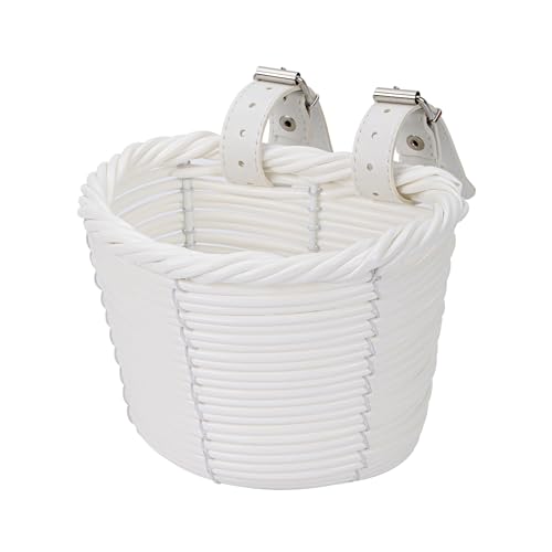 Kids Bike Basket Front, Little Girls Bicycle Small Baskets for Women Brown Mini Cute Round Wicker Woven Lass Basket for Boys