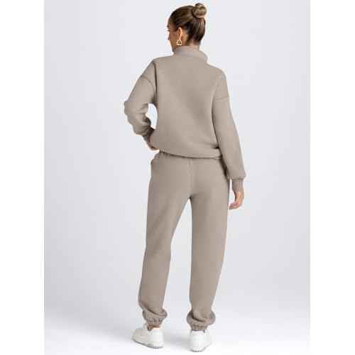 AUTOMET Women's Sweatsuits 2 Piece Outfits Lounge Sets Long Sleeve Half Zip Pullover and Baggy Sweatpants with Pockets