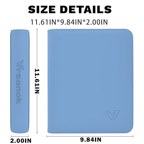 Trading Card Binder with 4 Pockets Holds 128 3x4 Rigid Cards Water-Resistant PU Leather