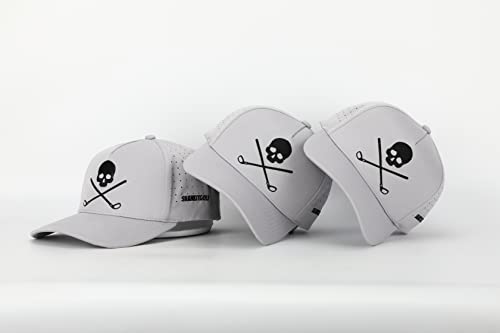 Men's Funny Rope Golf Hat - Adjustable Snapback Cap with Skull & Clubs Design