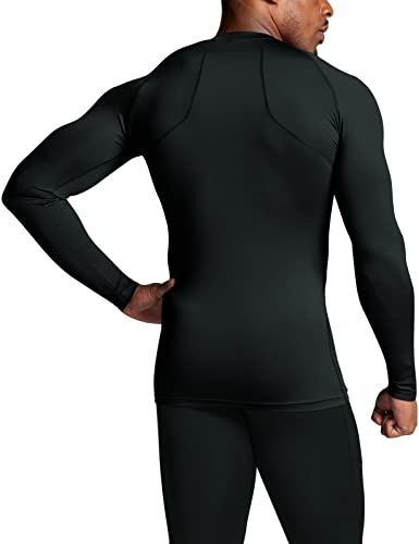 Men's UPF 50+ Long Sleeve Compression Shirt Water Sports Rash Guard 3 Pack Large Black
