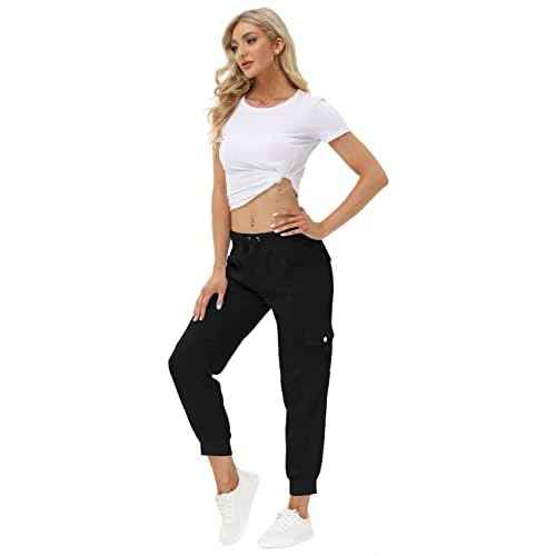 MoFiz Women's Lightweight Hiking Cargo Pants Outdoor Quick Dry Casual Travel Sweatpants Joggers Elastic Waist Button Pockets