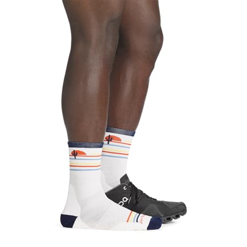 Men's Micro Crew Lightweight Cushioned Socks Large White - Darn Tough