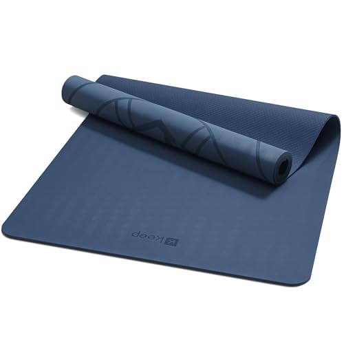 KEEP Blue Extra Wide & Long Yoga Mat 79x39x7mm Non-Slip TPE Exercise & Pilates Mat