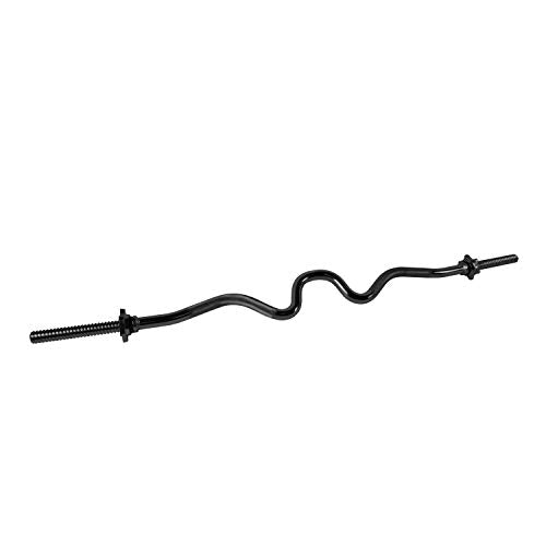 48-Inch Solid Steel Threaded Curl Bar for Weightlifting - Black