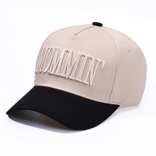 Vintage Two-Tone Trucker Hat Adjustable Baseball Cap with Mommin Embroidery Ponytail Fit Unisex Outdoor Casual Headwear