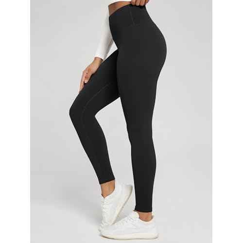 ODODOS Women's Thick Fleece Lined Leggings Thermal Warm Winter Tights - 25" / 28" High Waisted Yoga Pants with Back Pockets
