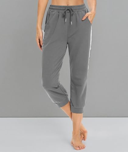 KaiDi Women's Dark Gray Capri Joggers with Pockets - Casual Sportswear
