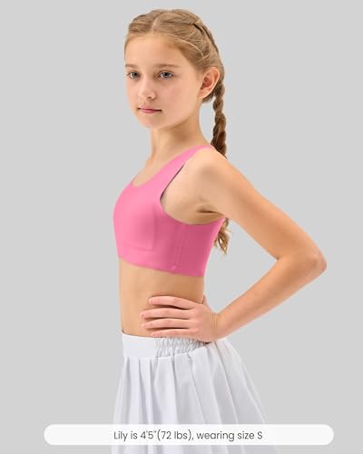 Girls Seamless Sports Bras - Training & Comfort, Medium / Black + Bone White + Pink + Blue