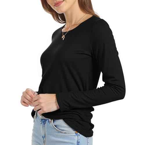 Long Sleeve Shirts for Women Crew Neck Basic Tee Fashion Womens Tops