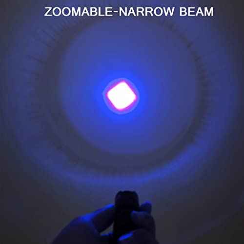 Blue LED Flashlight with Clip and Adjustable Focus for Hunting and Fishing