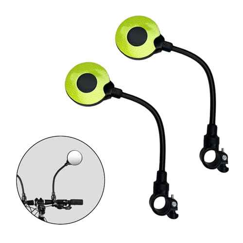Reflective Bike Mirror Handlebar Mount, Adjustable Rotatable Bicycle Rear View Mirror, Wide Angle Acrylic Convex Safety Mirror for Mountain Road Bike (yellow)