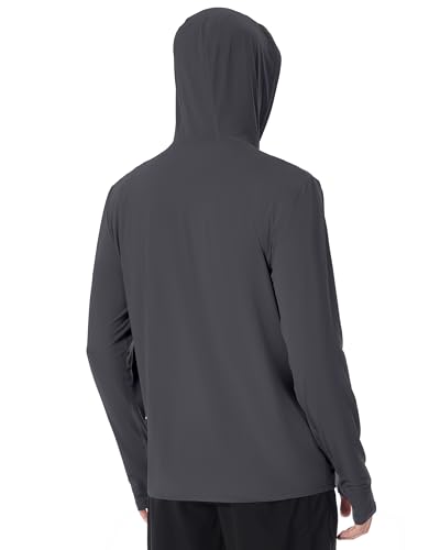 Roadbox Men's UPF 50+ Sun Hoodie Jacket Zip Up UV Protection Shirt XL Dark Gray