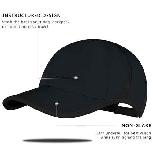 Black Baseball Cap Men's Dry Fit Hat Lightweight Running Hats Women Ball Caps