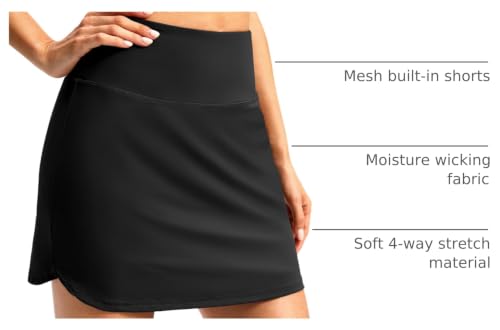 Golf Skirt for Women 16 Inch Black Casual Summer Skorts - Medium Length