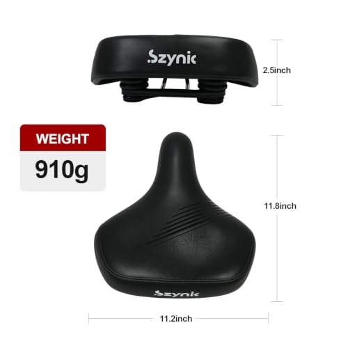 Wide Bike Seat Comfort Bicycle Saddle with Dual Shock Absorption - Black, Large