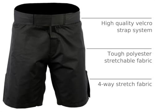 ROAR-INT MMA Fight Shorts Grappling Kickboxing Muay Thai Shorts BJJ Gym Training Running Athletic Wrestling Shorts - Medium Black