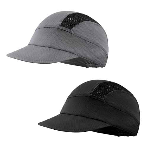 baotongle 2pcs Cycling Cap Cooling Skull Cap Helmet Liner with Sun Visor Sun Protection Running Bike Cap for Men Women Under Helmet