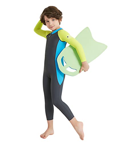 Toddler Girl Long-Sleeve Swimsuit One Piece Rash Guard UPF 50+ Bathing Suit - Gray 2-3T