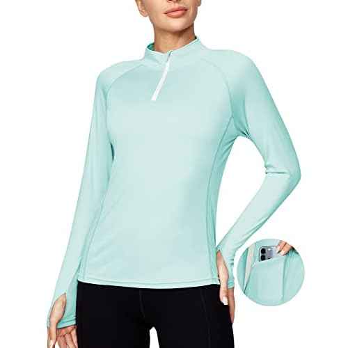 Ewedoos Rash Guard for Women UPF50+ UV Sun Protection Clothing SPF Shirts Long Sleeve Swim Shirts for Woman with Pockets