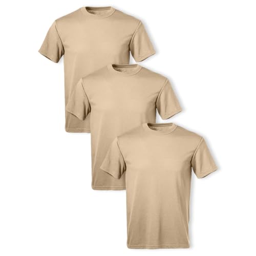 Soffe Men's Military Short Sleeve T-Shirt - Small / Sand - 3 Pack